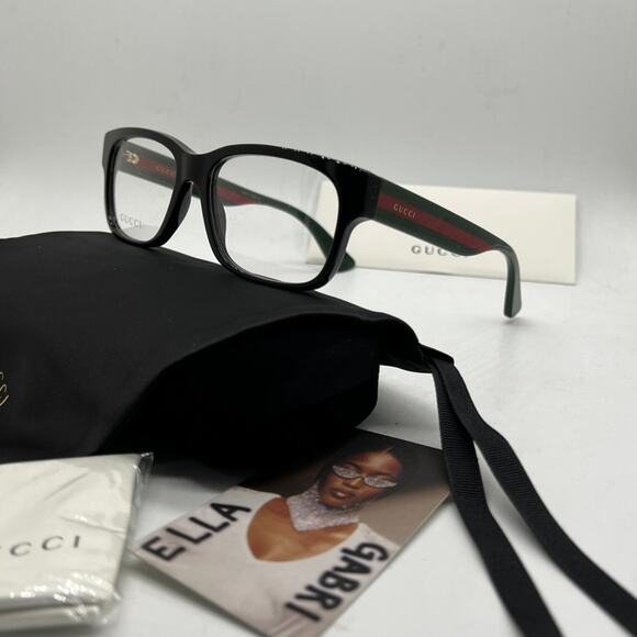 NEW Gucci GG0343O Black Striped Arm Unisex Eyeglass Frames - Picture 2 of 8